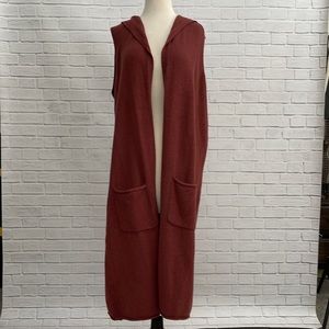 London Kaye sz Large NWT Hooded Duster Vest Soft Sweater Pockets Soft